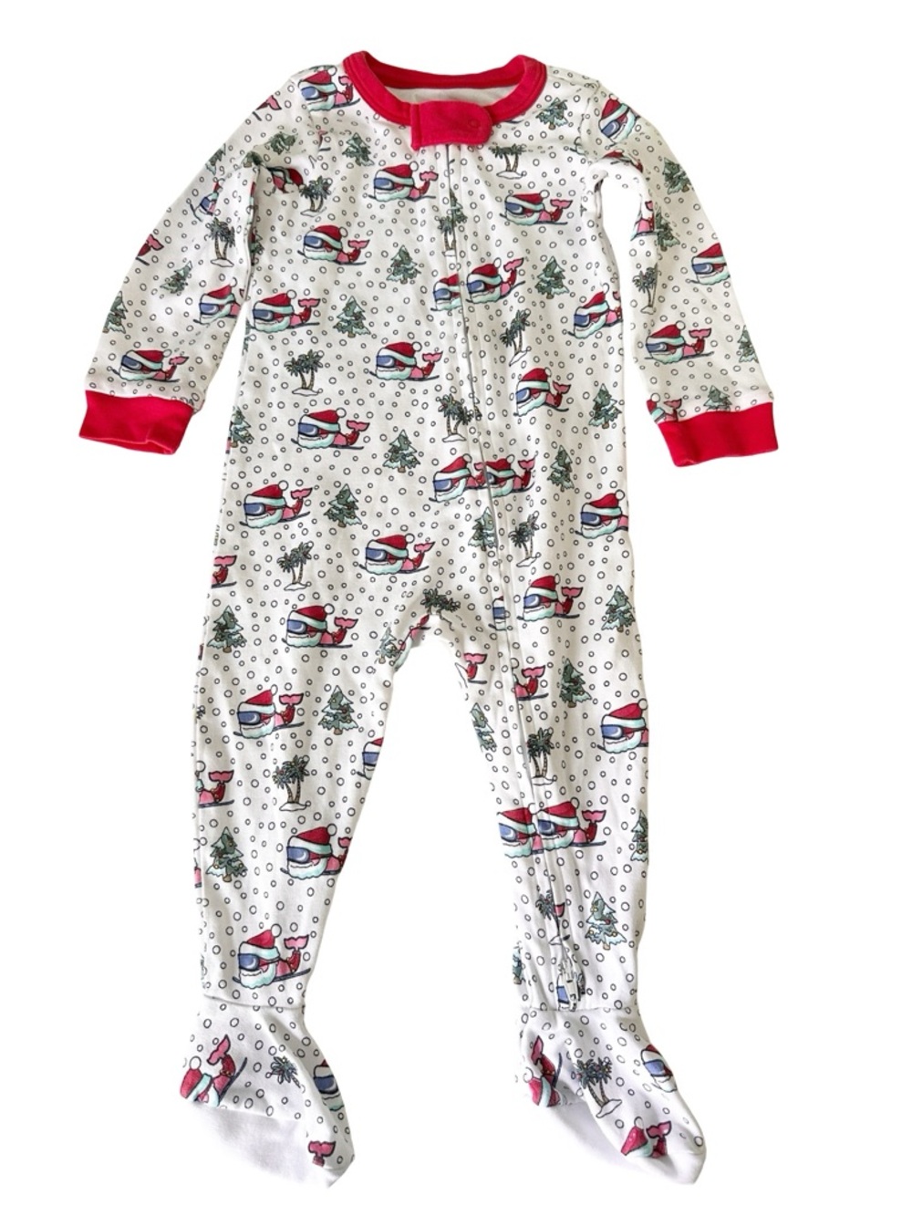 Vineyard Vines Baby Skis & Trees Whale Holiday Christmas Footie Pajamas 6-12M